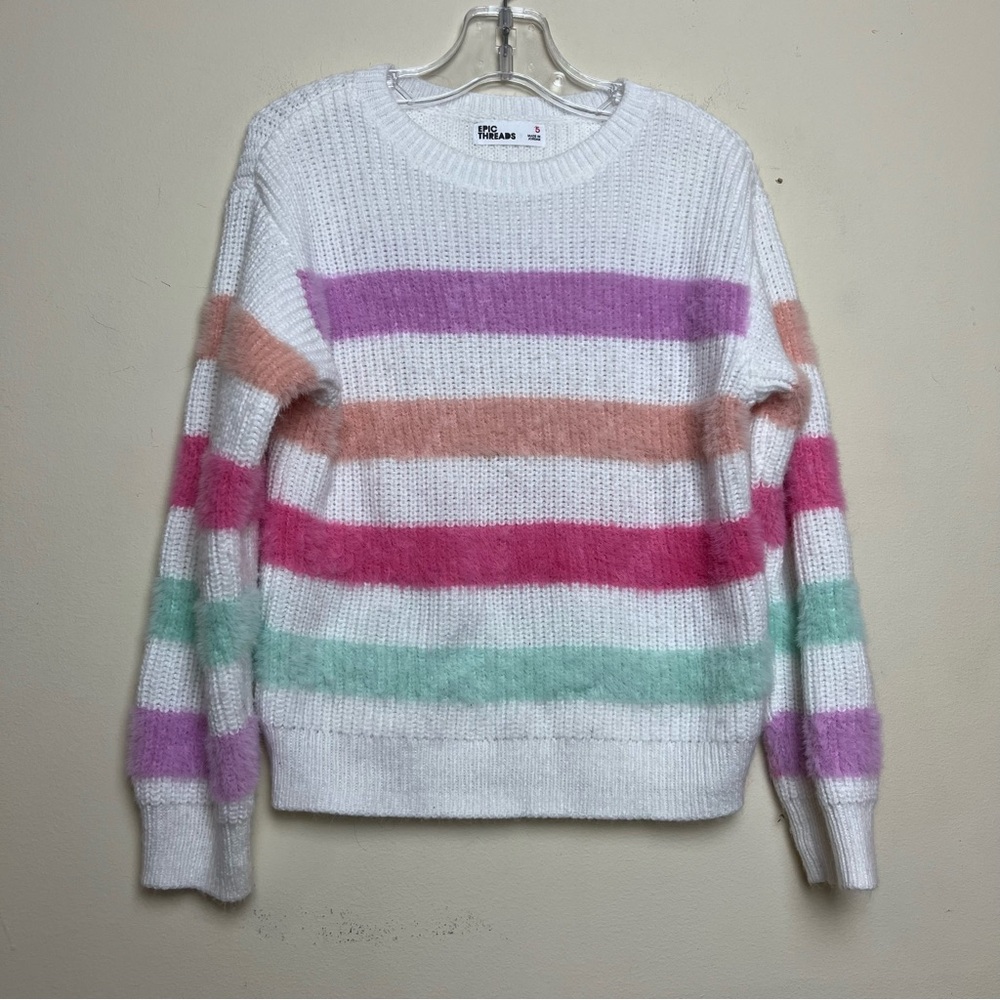 Epic Threads‎ Striped pink purple green sweater size 5